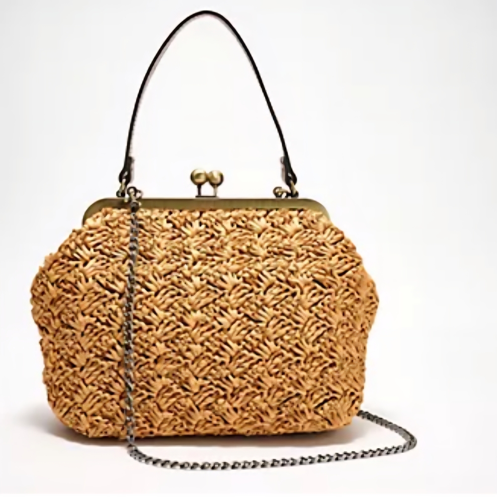 Patricia Nash Elara Straw Frame Crossbody with Chain & Leather Straps Natural🤍 - Picture 2 of 14